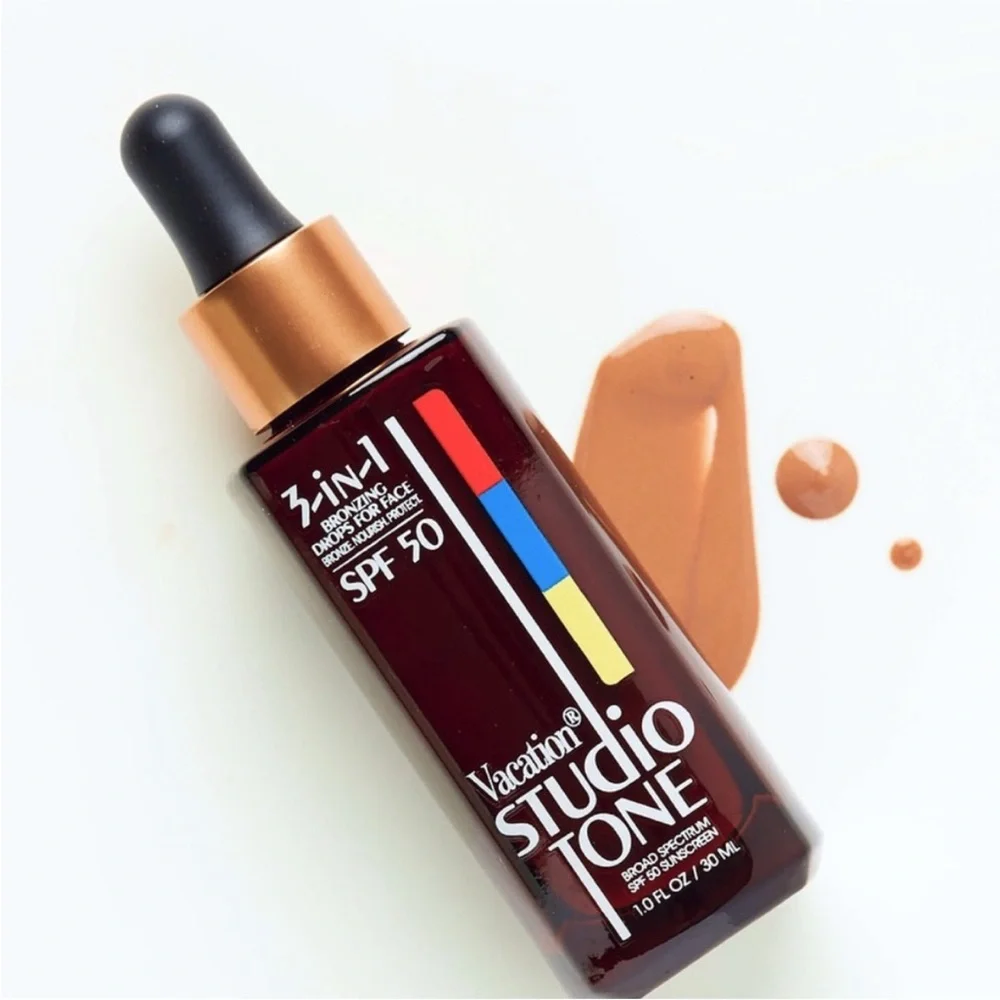 NIB Vacation Studio Tone 3-in-1 Bronzing Drops of the Face Sunscreen SPF50 1 FL - Picture 6 of 9